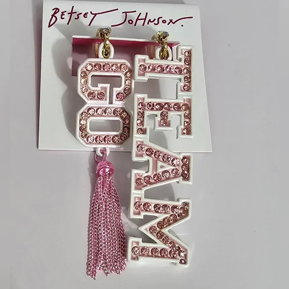 Betsey Johnson Go Team Earrings! NWT! - Picture 3 of 13